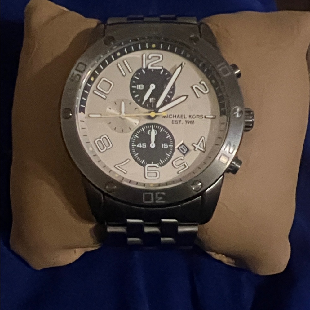 Michael Kors Silver and Blue Chronograph Watch